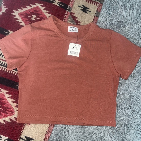 2 Cotton On Micro Baby Crop Tees Size S in both colors Brown & University Brown - Picture 3 of 8